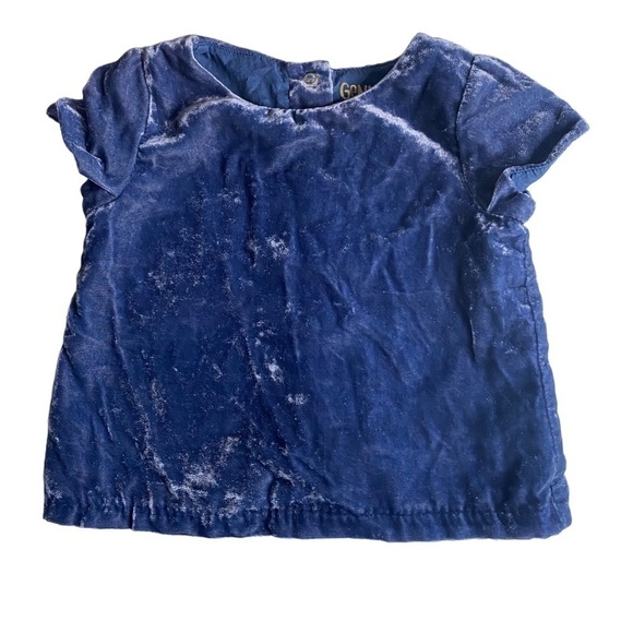 3/$15 Sale OshKosh Genuine Kid Crushed Blue Velvet 3T Girls Jeweled Buttoned Top - Picture 5 of 5